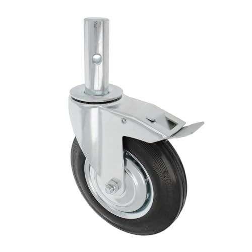 Amig - Rueda Andamio Macho con Freno - Ø200 mm - Núcleo Metálico y Banda de Goma - Rodamientos de Rodillos - Soporta 200 kg - Ideal para Andamios y Suelos Interiores/Exteriores - Ruedas Giratorias