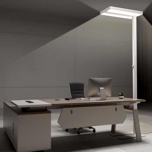 Honeywell 16000LM LED Floor Lamp, 02E Max Sunturalux Eye-Caring Reading Standing Light, 155W Modern Natural Daylight 4000K Dimmable 77" Tall Floor Lamps for Living Room Kids Study Home Offic