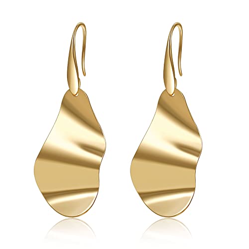 BFACCIA Boucles d'Oreilles Pendantes Mode Dames Plaqué Or 18K Boucles d'Oreilles Gouttes Irrégulières Long Percé Élégant Parapluie Couronne Coeur Perle Bijoux Cadeaux pour Filles (Style G) Cover