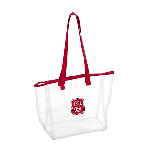 Logo Brands NCAA NC State Wolfpack Stadium Clear Tote Bag (12" x 12" x 6") - Snap Closure, Team Color