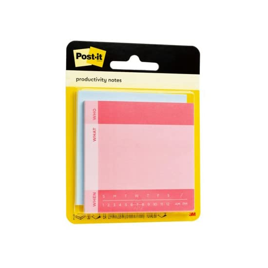Post-it Uwagi dotyczące produktywności: 7,4 cm. Szerokość/Różne (różowy, niebieski) / 2-pak