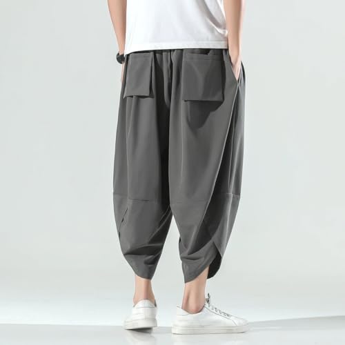 Spring Summer Loose Thin Plus Size Harem Pants Japanese Streetwear Sports Cropped Pants Men3