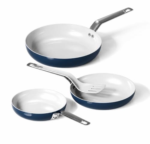 Image of Ceramic Frying Pan Set with Spatula, Nonstick Cookware Set 8 /9.5 /11 Inch