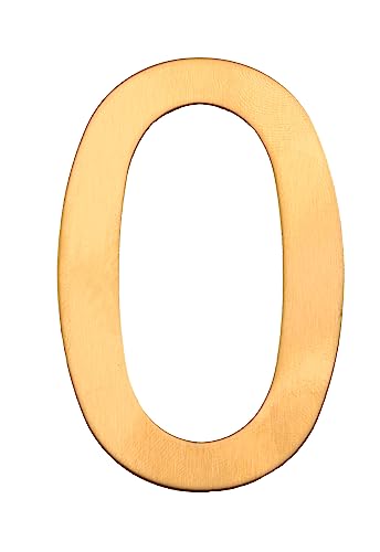 Numéro de boite aux lettres, Chiffre de rue, Maison en Acier Inoxydable Doré - Adhésif Autocollant fort - 76 mm - 0 - Zéro