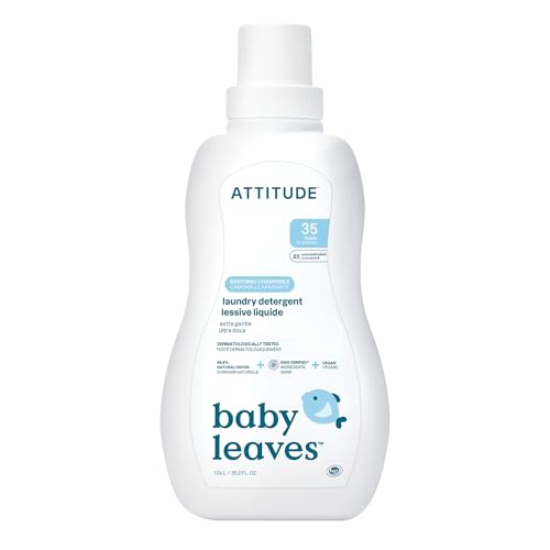 Image of ATTITUDE Baby Laundry Detergent, EWG Verified, Plant and Mineral-Based Formula, HE Compatible, Vegan Household Products, Soothing Chamomile, 35 Loads, 35.5 Fl Oz