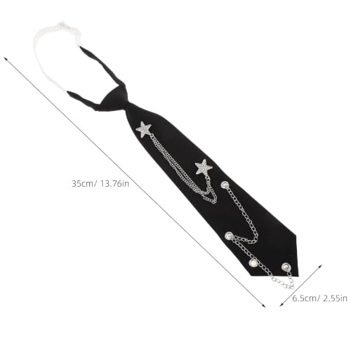 Corbata preanudada de diseño formal Kisangel con sutil cadena metálica 7