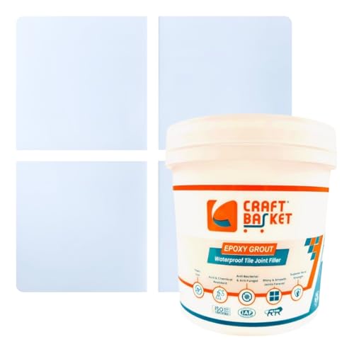 CRAFT BASKET® PREMIUM EPOXY GROUT FOR TILES (20 COLOURS)(ALL PACKS:100 g,250 g,500 g,1 kg,2 kg,3 kg,5 kg) Waterproof,Tiles Gap Filler, Epoxy Grout (White, 250 g)