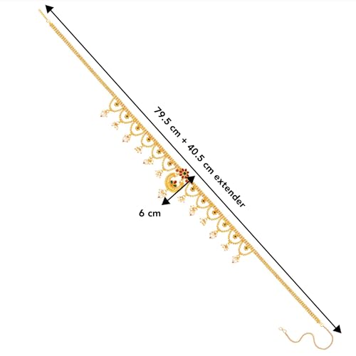 Image of Peora Gold Plated Bridal Jewellery Set with Kamarband Gift for Women Indian Traditional Ethnic Wedding
