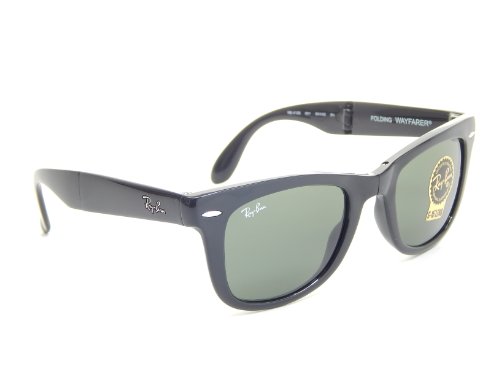New Ray Ban Folding Wayfarer RB4105 601 Glosssy Black/Green 50mm Sunglasses4