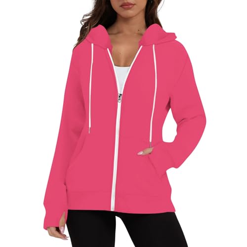 Sweat à capuche femmes WWricotta veste manches longues couleur unie avec poche