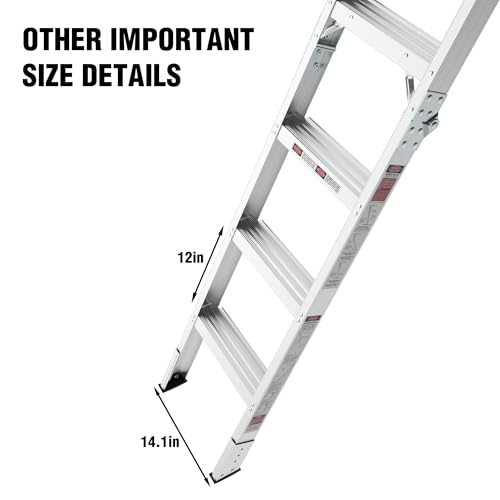 Aluminum Attic Ladder Pull Down Loft Stairs Folding Ceiling Ladder for Attic Access Door, Manual Lifting, for 7'8"-10'3" Ceiling Height, 22 1/2" x 54", 375 lbs Capacity