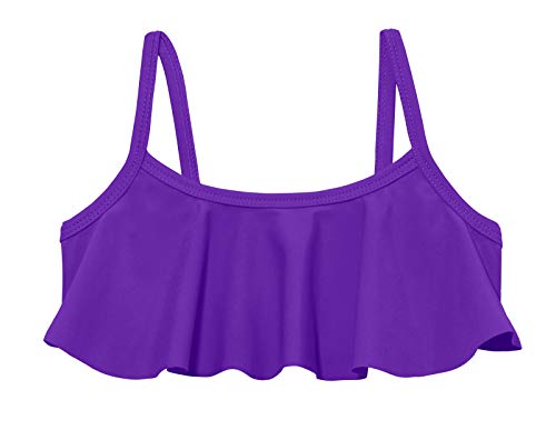 Image of Made in USA Girls Flounce Bikini Top UPF50+ Sun Protection Toddler Bathing Suit Rash Guard for Beach Pool Swimwear
