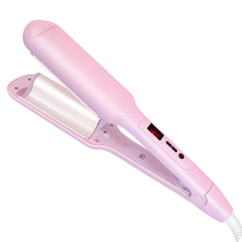 Yitrust Hair Crimpers and Wavers Beach Wave Curling Iron 1 inch 25mm Ceramic Barrel Crimping Curler Adjustable LCD Temperature Dual Voltage Hair Waver