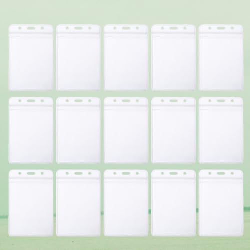 Porta credenciales transparente DOITOOL, 100 soportes verticales de PVC con clips metálicos 6