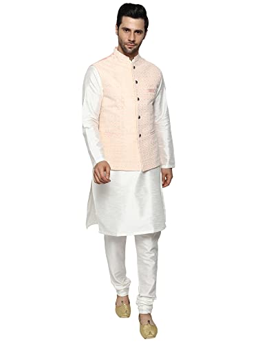 Image of Uri and MacKenzie Men's Silk Blend Kurta Pajama with Designer Ethnic Nehru Jacket /Modi Jacket