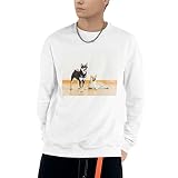 KUPTYEZR Sudadera de algodón, jersey de perro Shiba Inu, sudadera de cuello redondo de moda para hombres y mujeres, blanco, XXX-Large