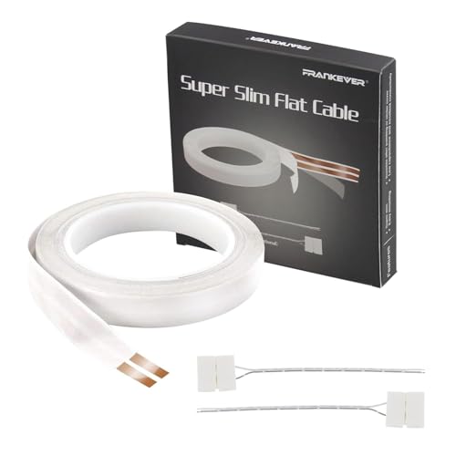 FRANKEVER 23Gauge Hidden Super Flat Audio Cable Suitable for Audio Wire LED Lighting Connection and Other Low Voltage Appliance Connection (Wire(25 ft)+2 ConnectorsD)