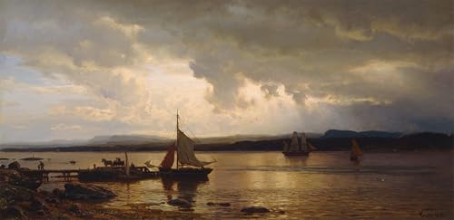 Affiche Fjord d'Oslo Hans Gude reproduction de peinture sur toile abstraite salon 60x90cm