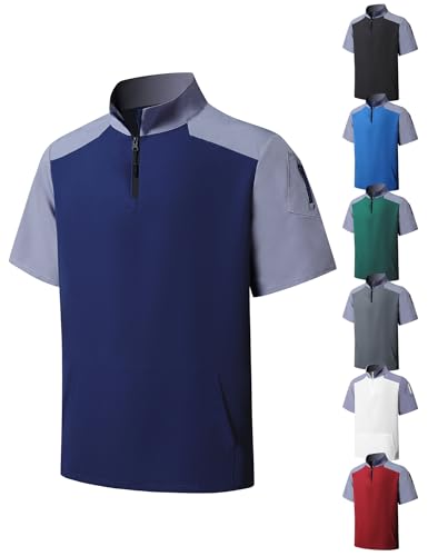 KGGEOO Water-Resistant Golf Jacket with Sleeve Pocket Navy