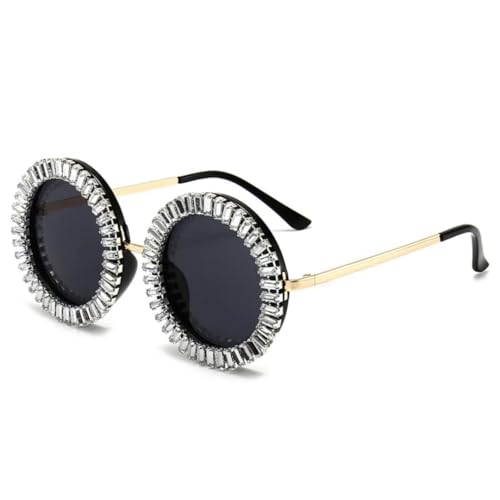 Lunettes de soleil rondes contre l'éblouissement style punk rétro noir UV400