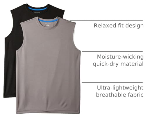 Image of Amazon Essentials Men's Gym Tank Tops, Moisture-Wicking Dry Fit Breathable Muscle Shirts, Pack of 2