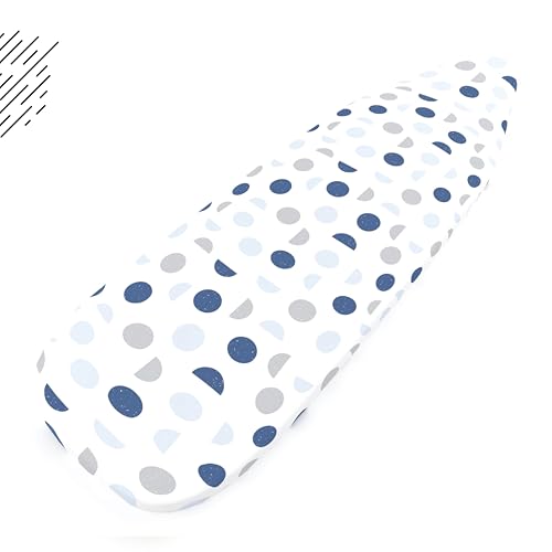Image of Encasa Ironing Board Covers (18 x 49 inch) Drawstring Tightening with Thick 3 mm Felt Padding, Easy Fit, Scorch Resistant, Printed - Blue Moon