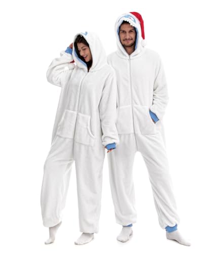 Snow Monster Onesies Pajamas Adults Christmas Yeti Costume Women Men XL