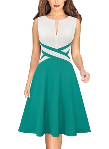 Image of VFSHOW Womens Front Zipper Work Business A-Line Dress Elegant Professional Office Career Church Fit and Flare Skater Dresses