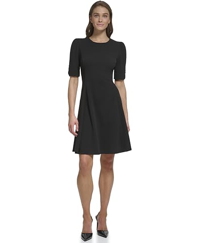 Image of DKNY Women's Button Short Sleeve Fit and Flare Dress