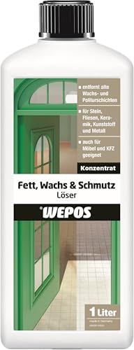 Wepos Fett-, Wachs und Schmutzlöser 1 Liter | Konzentrat | Für Stein, Fliesen und Keramik, Kunststoff und Metall | auch für Möbel und KFZ geeignet