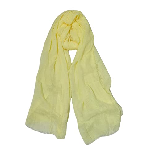 Image of Iba & Isba Women's Plain Crinkled Scarves, Stoles, Hijab (76 x 36 inch)
