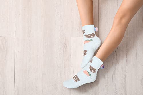 Fuzzy Socks For Women Cute Fluffy Thick Warm Winter Slipper Socks Girls Kawaii Funny Animal Bear Cozy Cabin Socks Plush Fleece Sleeping Socks Microfiber Soft Comfy Thermal Socks Christmas Gifts #TOP4