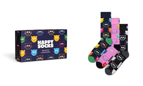 Chaussettes Happy Socks motif chat lot de 3 coffret cadeau mixte pour homme et femme