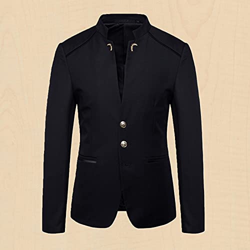 Mens Casual Suit Blazer Jackets Stand Mandarin Collar Lightweight Sport Coats Long Sleeve Button Down Business Coat2