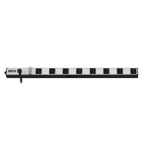 Weekly Top Sale Tripp Lite 8 Outlet Bench & Cabinet Power Strip, 24 in. Length, 10ft Cord with 5-15P Plug (PS240810),Black/Silver