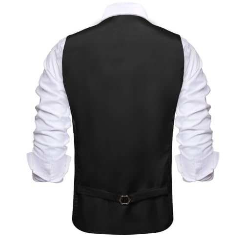 Image of Hi-Tie Men's Formal Solid Suit Vest Slim Fit Wedding Tuxedo Waistcoat