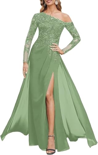 Yuxin Mother of The Bride Dresses for Wedding 2025 Long Sleeve Chiffon Lace Applique A Line Formal Evening Gowns 956