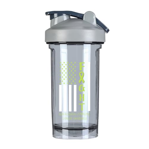 Breast Cancer Warrior Support Squad Non Hodgkin lymphoma Cancer Awareness 18 Ounce Shaker Cup,Fashion Theme Pattern Shaker Bottle Leak-proof Workout Shake Bottles 500ML/18 oz Perfect for Pre Workout
