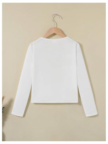Image of SweatyRocks Girl's Open Front Bolero Shrug Long Sleeve Elegant Cardigan White 9Y