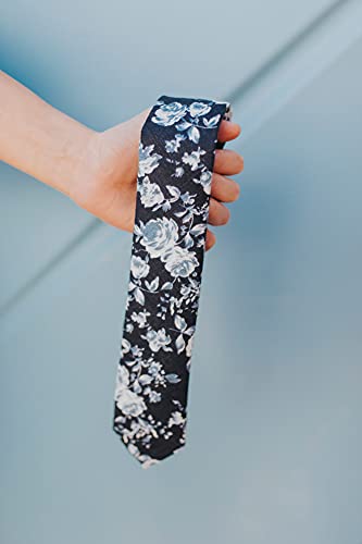 Image of DAZI Men's Skinny Tie Floral Print Cotton Necktie, Great for Weddings, Groom, Groomsmen, Missions, Dances, Gifts.