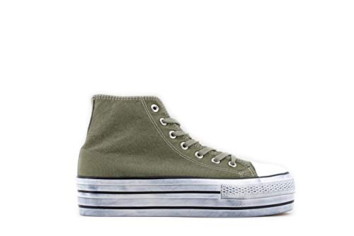 Modelisa - Zapatillas De Lona Plataforma Mujer (Verde, Numeric_36)