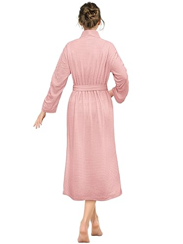 PAVILIA Women Waffle Knit Kimono Robe, Soft Cozy Breathable Lightweight Long Bathrobe with Side Pockets for Shower Spa House2