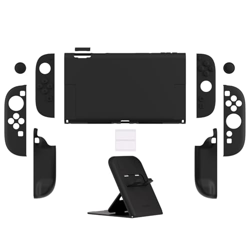 Image of PlayVital Protective Case for Nintendo Switch 2 with Extra Stand & Thumb Grip Caps | Split Design, Dockable Hard Shell Cover for Nintendo Switch 2 | Solid Color Series, Black