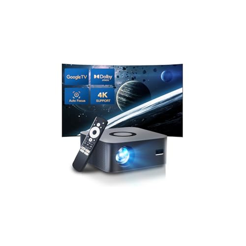 【Google TV-Licensed& Dolby Audio】4K projector with Wifi and Bluetooth,800ANSI LYNCAST Native 1080P Movie Projector Auto Focus & Obstacle Avoidance, Smart Outdoor projector for Home Theater B