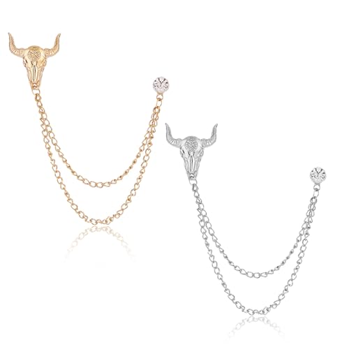 Image of 2PCS Crystal Hanging Chain Brooch Suit Pin for Men Women Vintage Crown Cross Star Diamond Broochs Gold and Silver Wedding Brooch for Clothes Dress Hats Bags Accessory