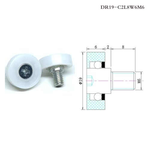 Roue à roulement plastique DR30 rail rond avec galet de guidage POM de 22 mm en U