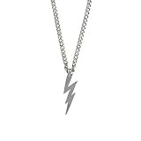 Minimalist Lightning Necklace Bolt Jewelry for Unisex - Punk Silver Chain Lightning Pendant Necklace
