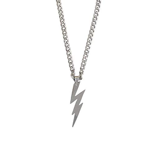 Minimalist Lightning Necklace Bolt Jewelry for Unisex - Punk Silver Chain Lightning Pendant Necklace