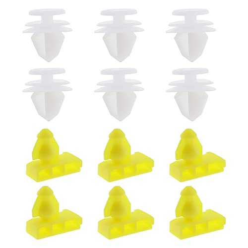 eMagTech Kit de Clips de moldeo Envolvente de Arco de Rueda Trasera de Coche, 12 Piezas, Sujetadores de plástico Blanco Amarillo Compatible con Nissan Qashqai 2014-2020
