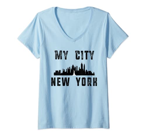 Mujer Orgullo de mi ciudad de Nueva York Camiseta Cuello V